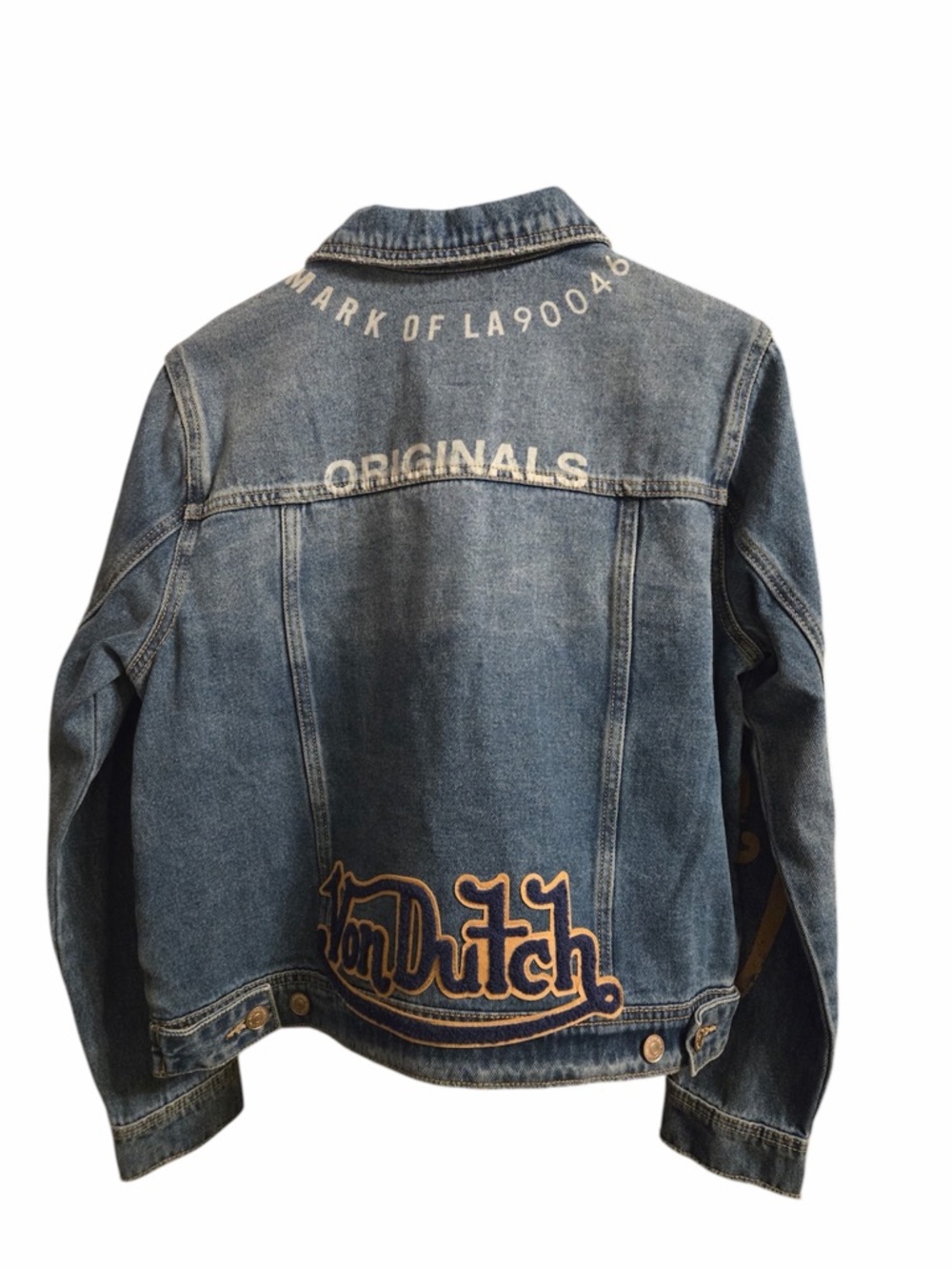 NWT Von Dutch Small Y2K Vintage Patch Trucker Jean Jacket - Picture 3 of 3